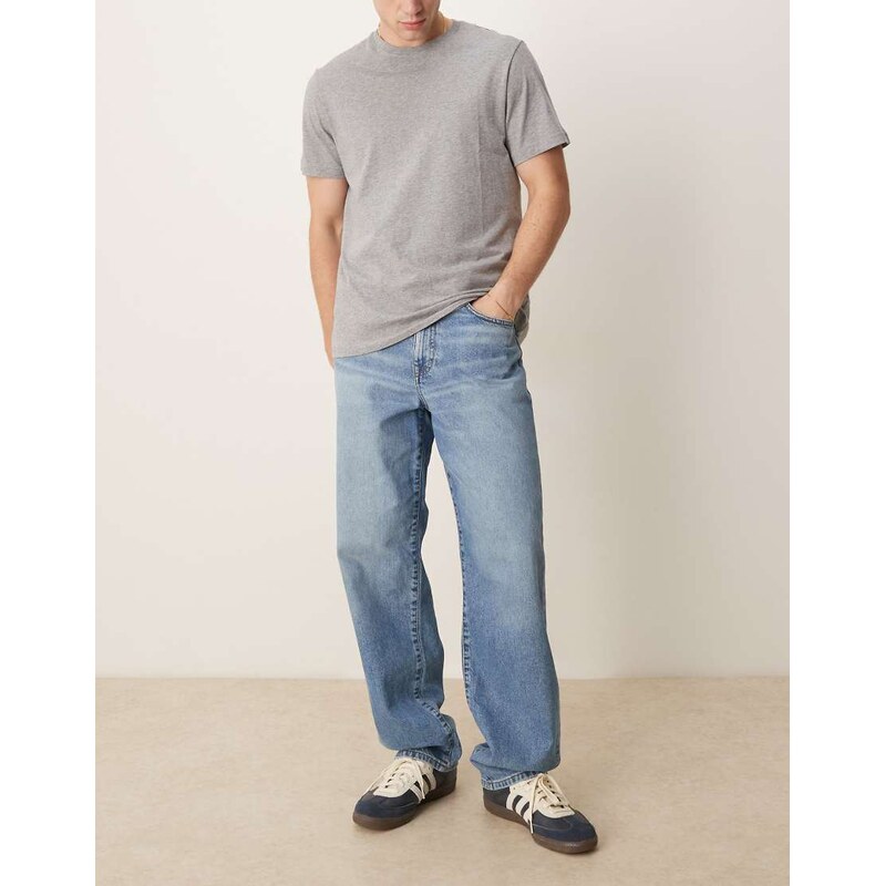 ASOS DESIGN baggy jeans in mid wash blue