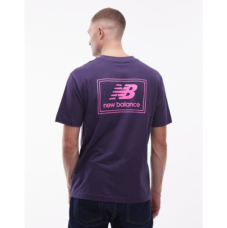 New Balance woven label t-shirt in purple-Navy