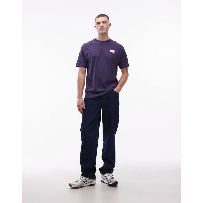 New Balance woven label t-shirt in purple-Navy