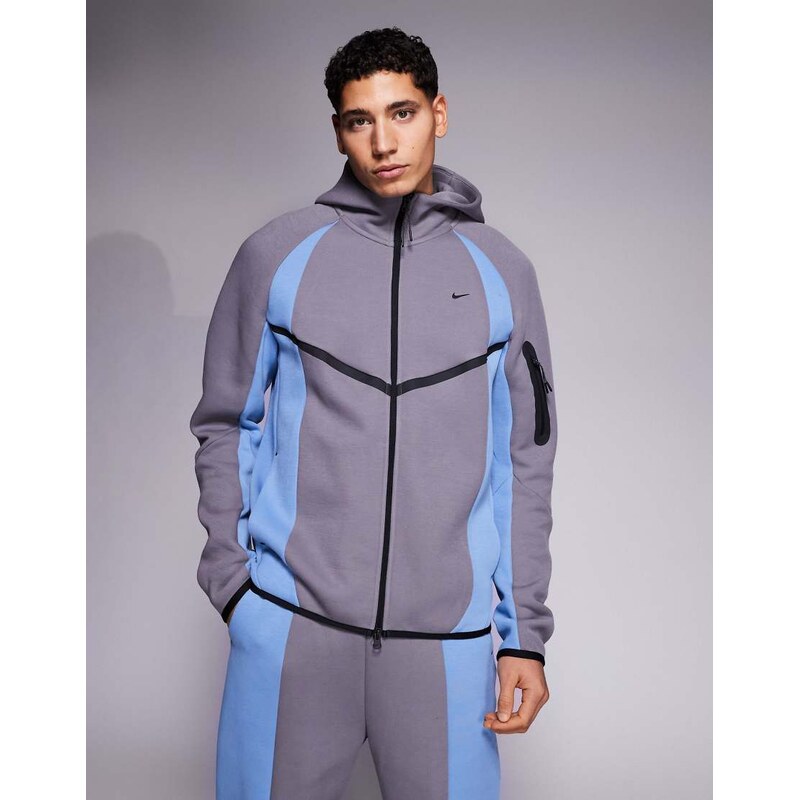 Nike Tech Fleece Pro full zip track jacket in grey and blue