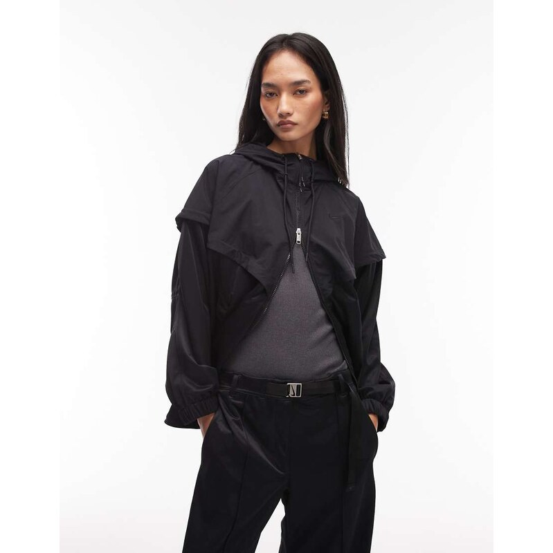 Nike oversized woven track jacket in black