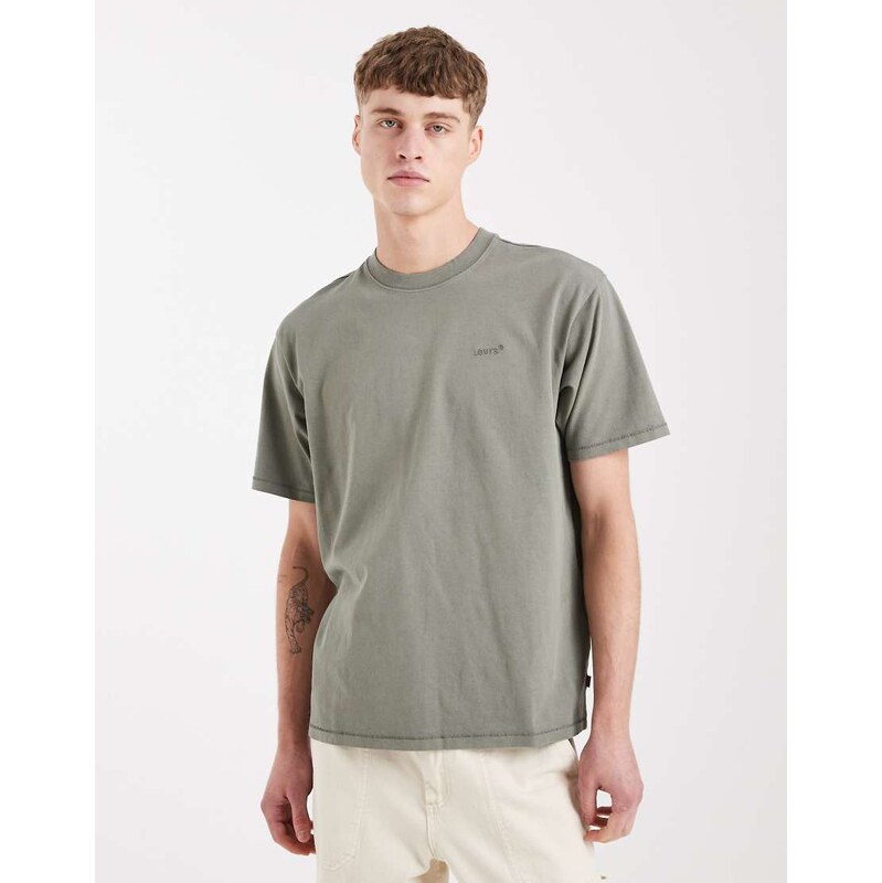 Levis red tab garment dye vintage t-shirt in khaki-Green