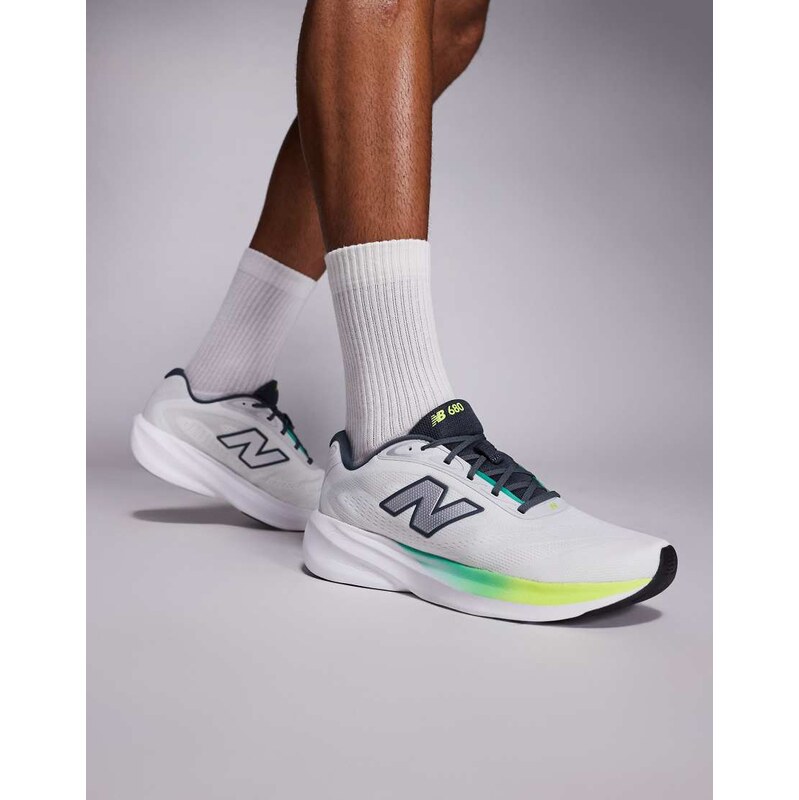 New Balance 680 running trainers in grey and neon green