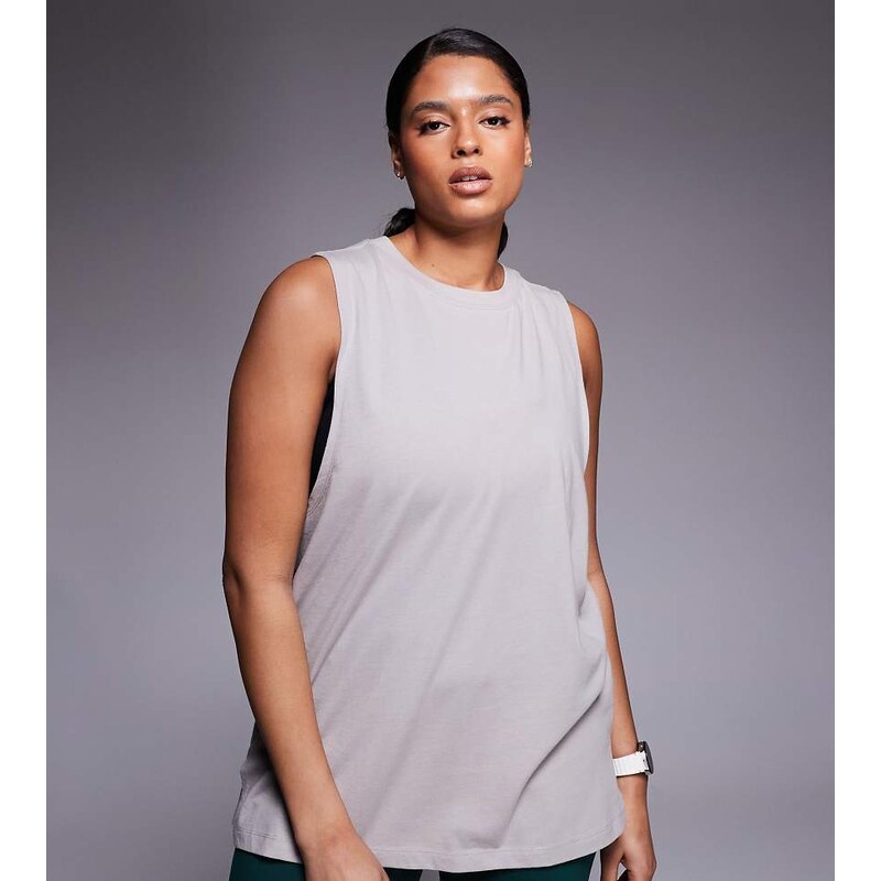 4505 Curve Icon cotton drop armhole vest with quick dry finish in ash 112979086