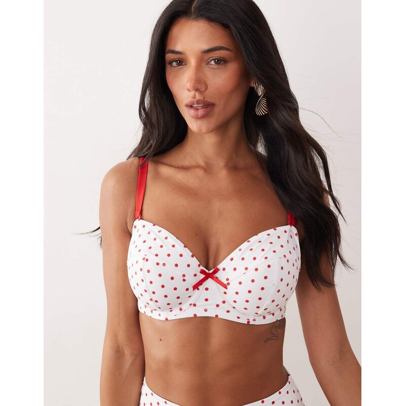 Peek & Beau underwire bikini top with contrast straps in red &