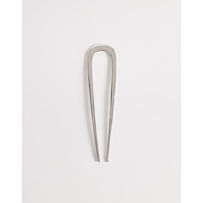 Pieces large french hair pin in silver tone 112818625