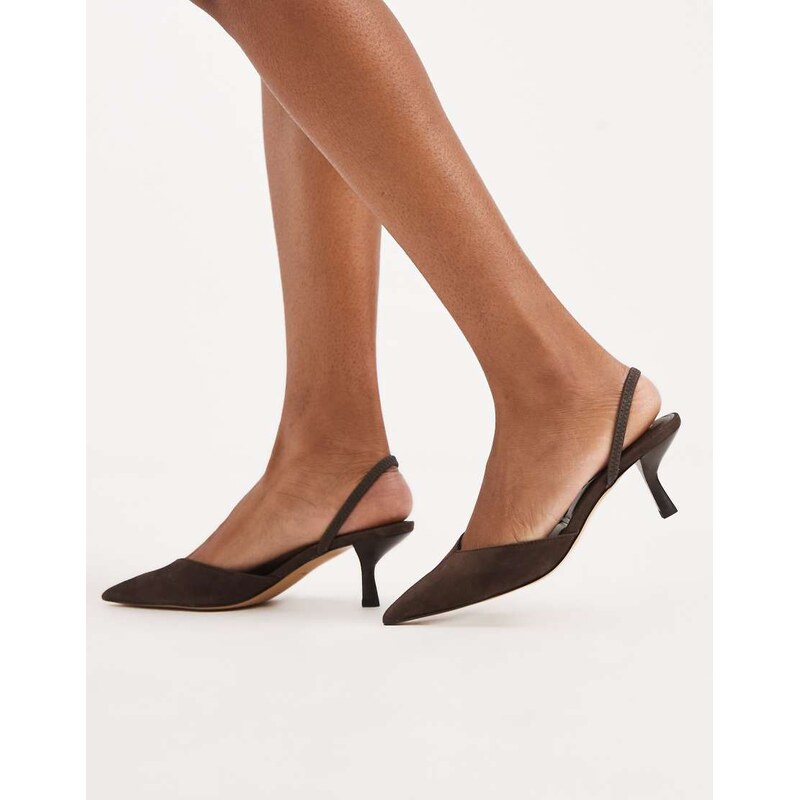 Aldo Re-Olivia sling back heeled shoe in brown suede