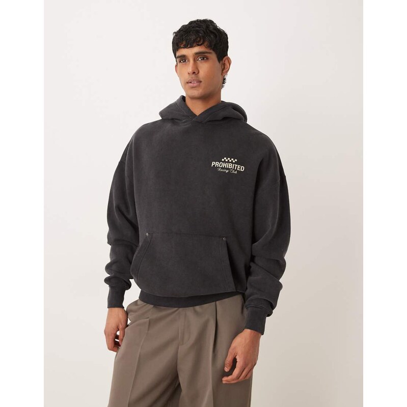 Prohibited racing club hoodie in black