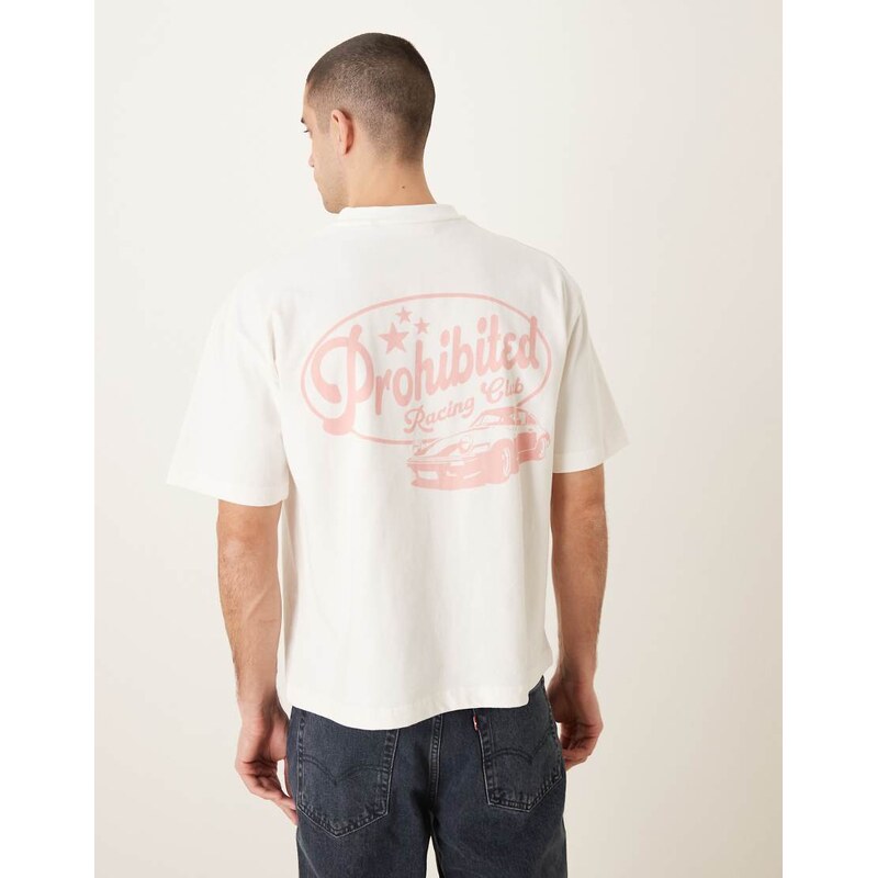 Prohibited racing club graphic back print t-shirt in white