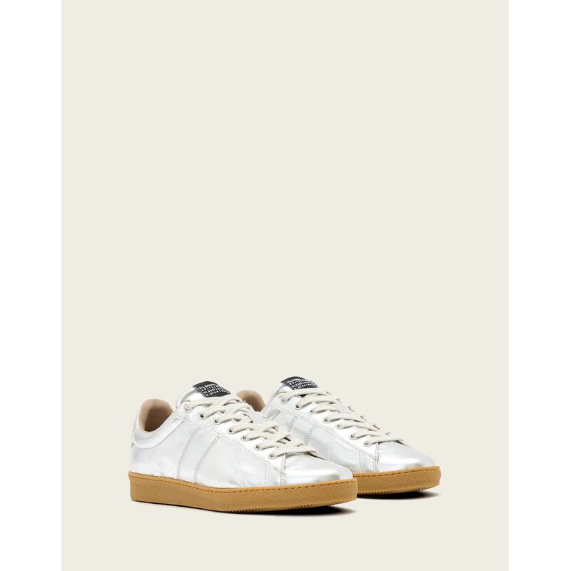 AllSaints leon sneaker in silver