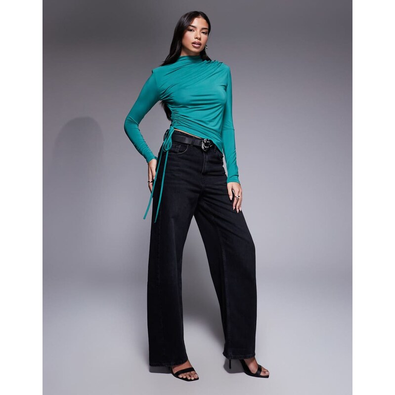 ASOS DESIGN modest shoulder pad adjustable long sleeve top in