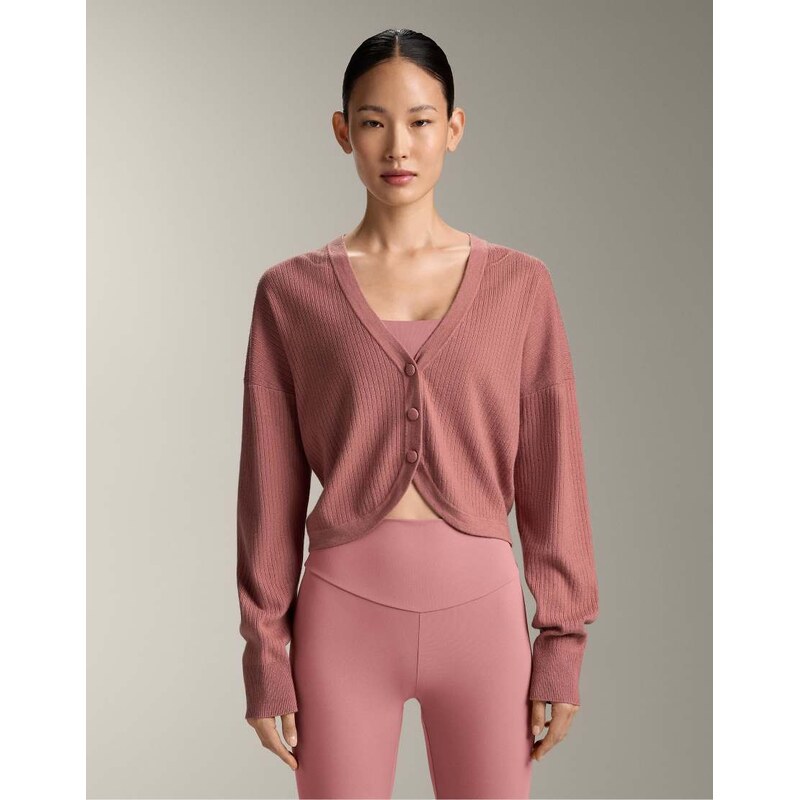 OYSHO Rib knit cardigan in pale pink 112815610