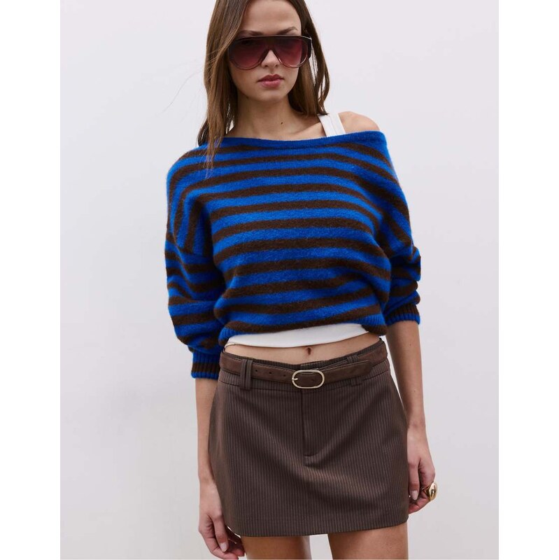 Stradivarius Mini skort with belt in brown 112815613