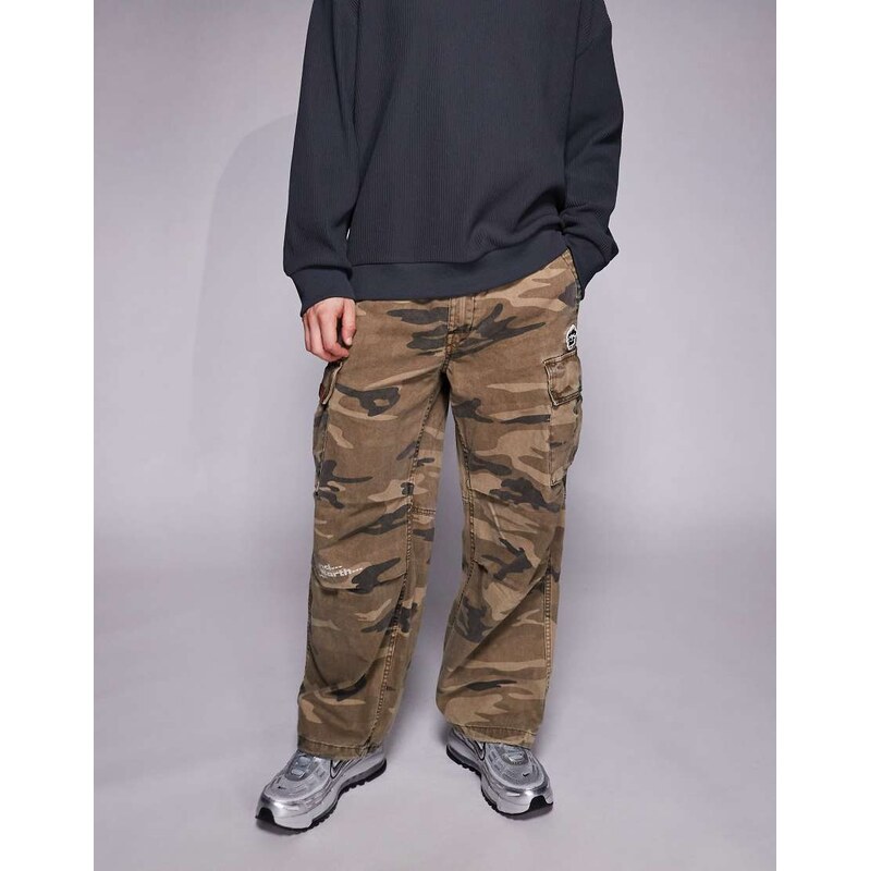 Aape by A Bathing Ape loose fit cargo trousers in beige camo-Multi 112815404