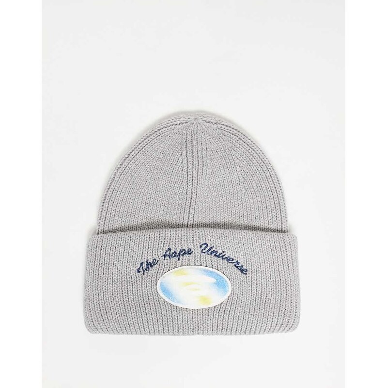 Aape by A Bathing Ape beanie with logo badge in white 112815742