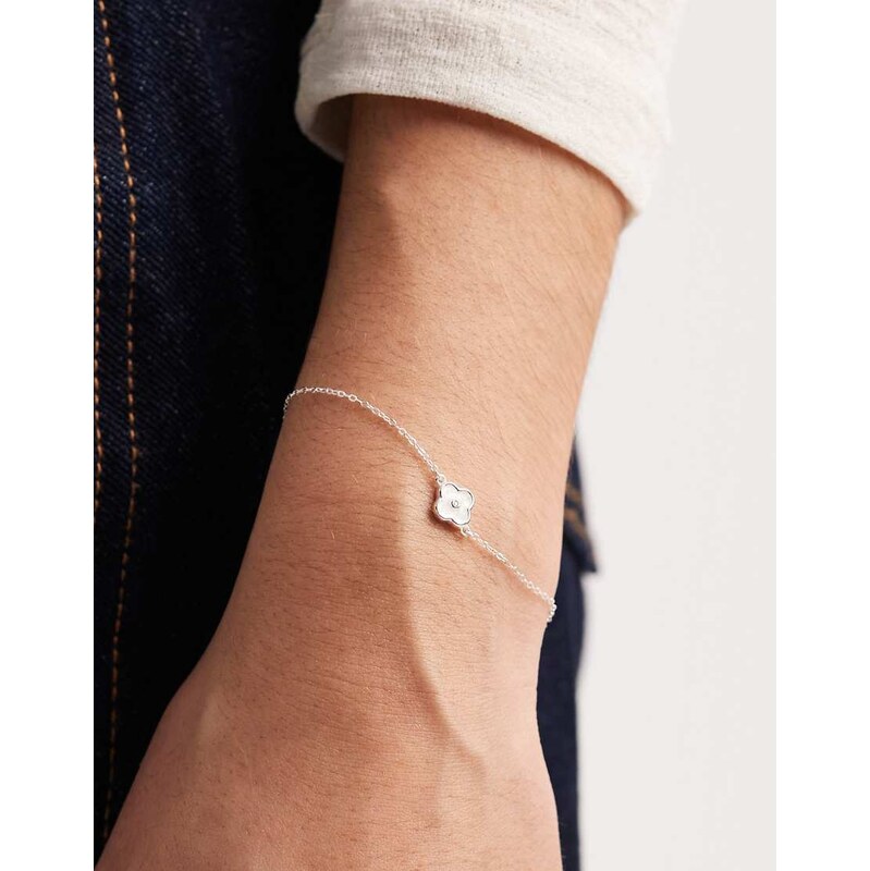 Accessorize clover pendant bracelet in 925 sterling silver 113277422