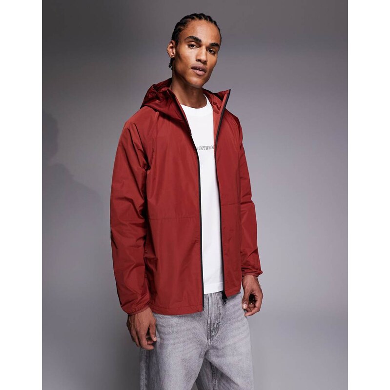 Barbour International Peckett hooded showerproof logo jacket in burnt 113421277