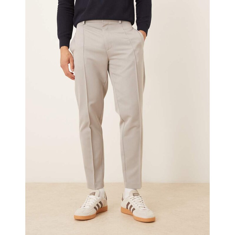 ASOS DESIGN tailored tapered trousers in grey with pintuck