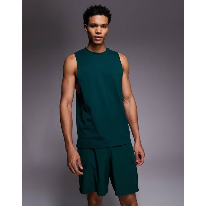4505 Icon cotton drop armhole training vest with quick dry finish in 112815436