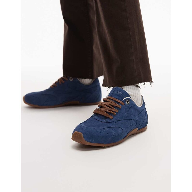 Bronx Myr-aa lace up trainers in denim blue suede 115517048