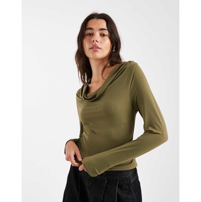 ASOS DESIGN long sleeve cowl neck top co-ord with twist detail