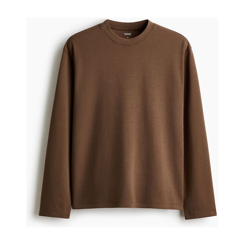 H&M - Tričkos dlouhým rukávem Cooling Relaxed Fit - Světle Hnědá