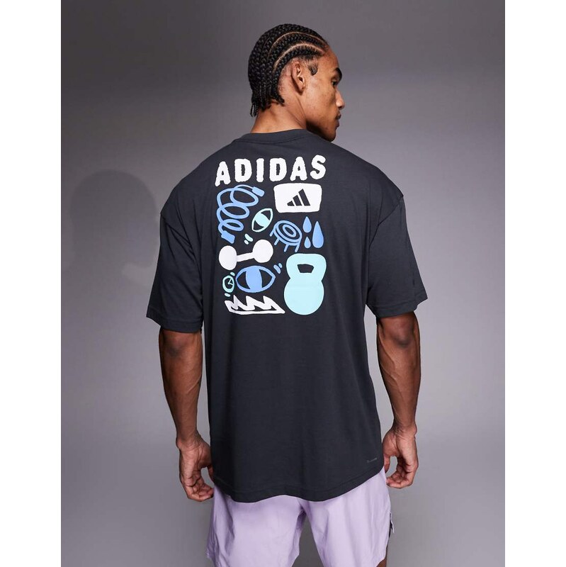 adidas performance adidas Training t-shirt with stacked print in