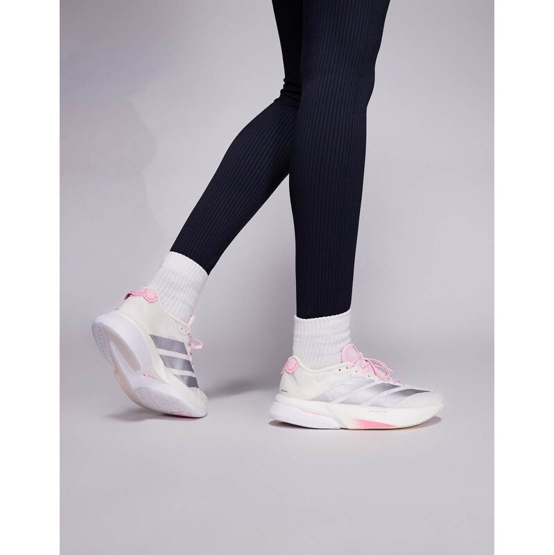 adidas performance adidas Running Adizero Boston 13 in white and