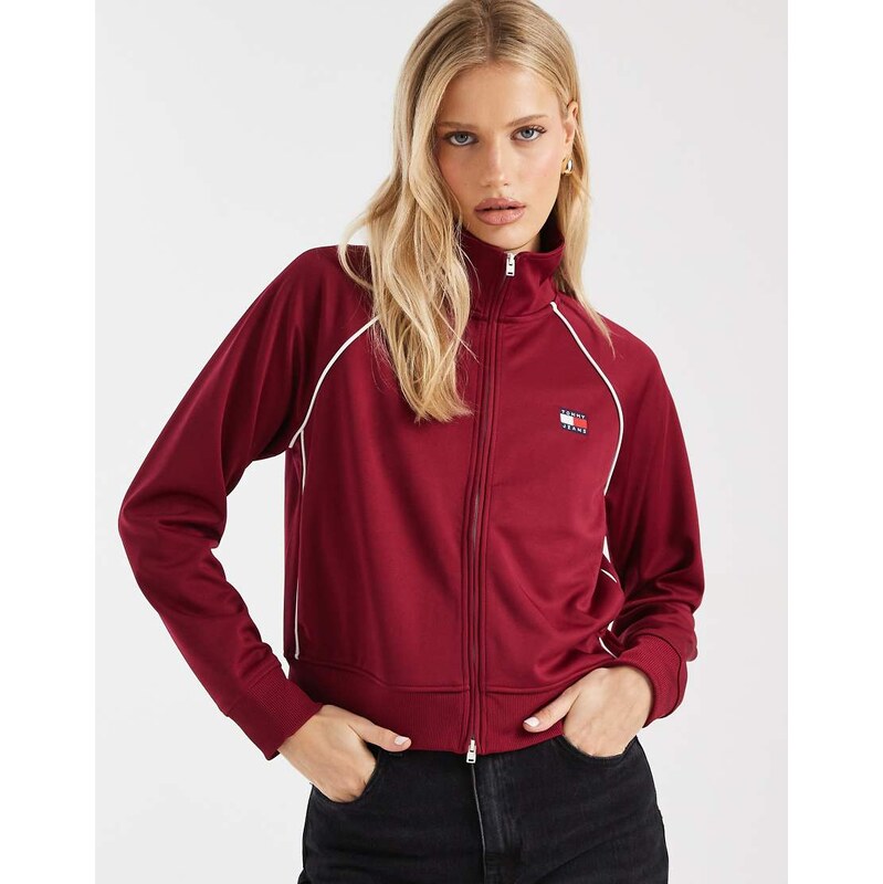 Tommy Jeans badge logo track jacket in red 112818600