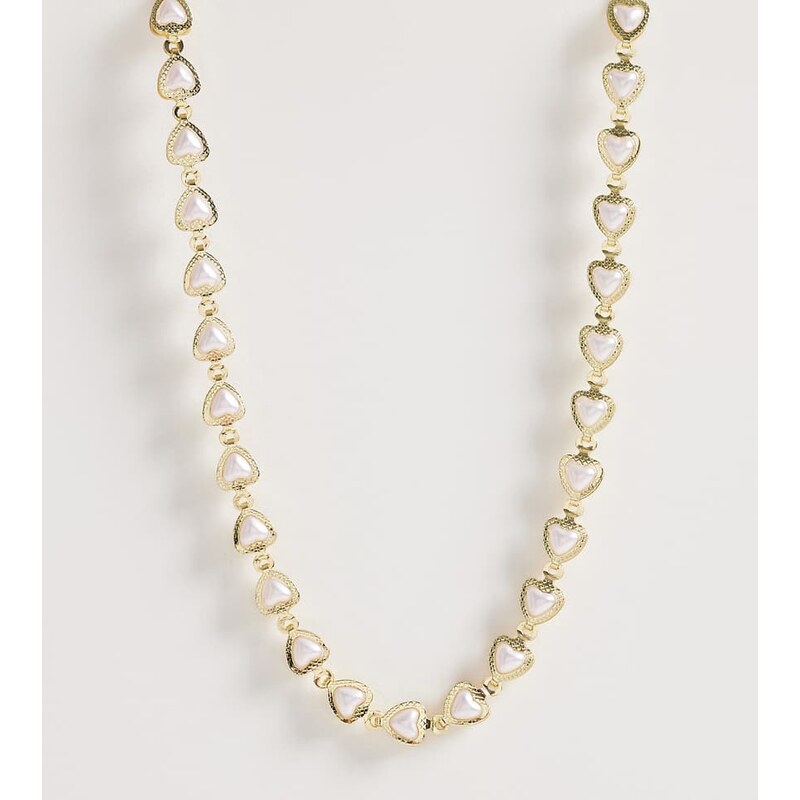 ASOS Curve ASOS DESIGN Curve short necklace with mini hearts with faux 112818618