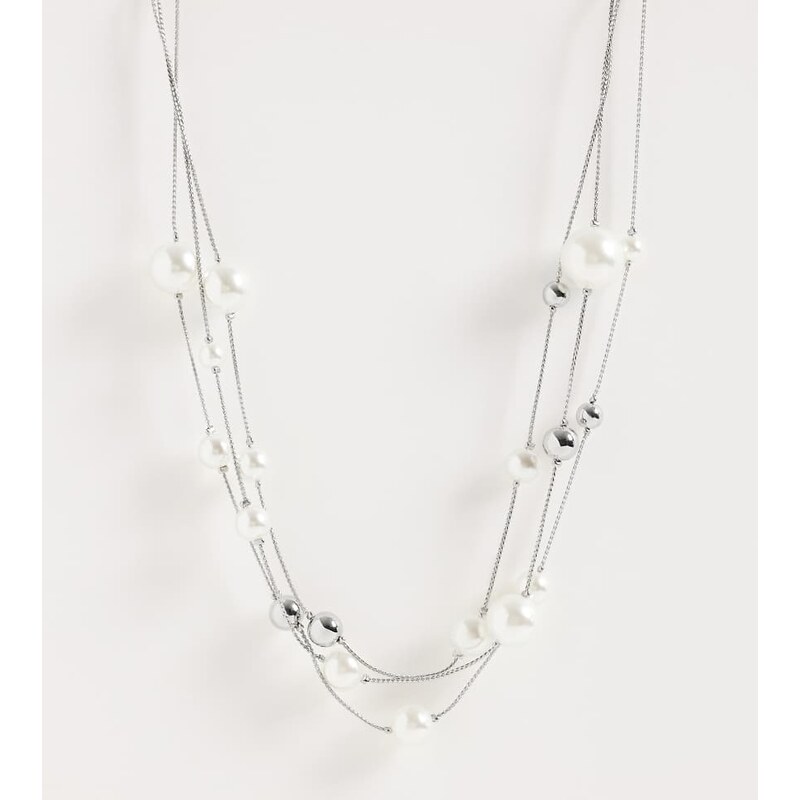 ASOS Curve ASOS DESIGN Curve multi-row necklace with faux pearls in 112818620