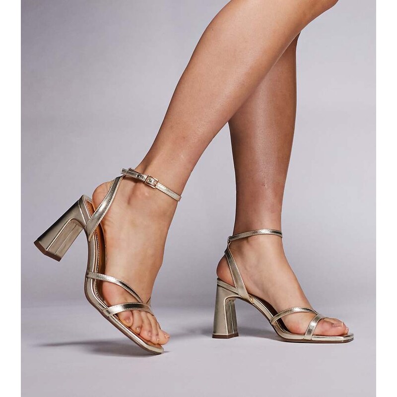 Public Desire Wide Fit Everleigh block heeled sandals in gold