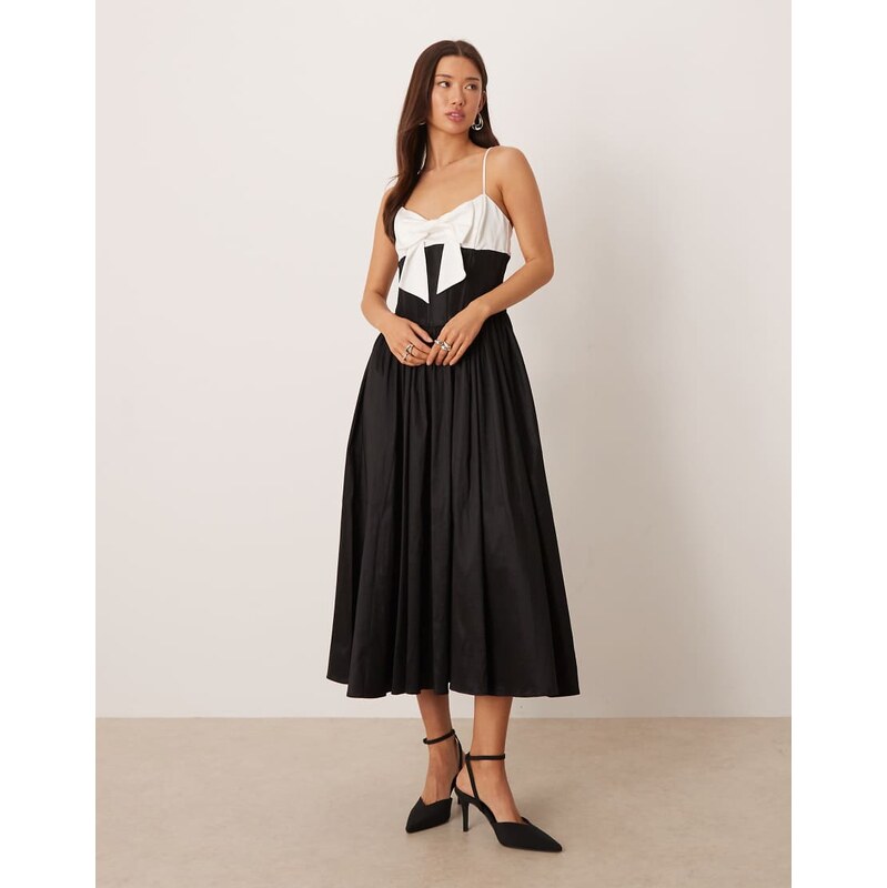 For Love And Lemons For Love & Lemons contrast bow bodice skater midi 112818629