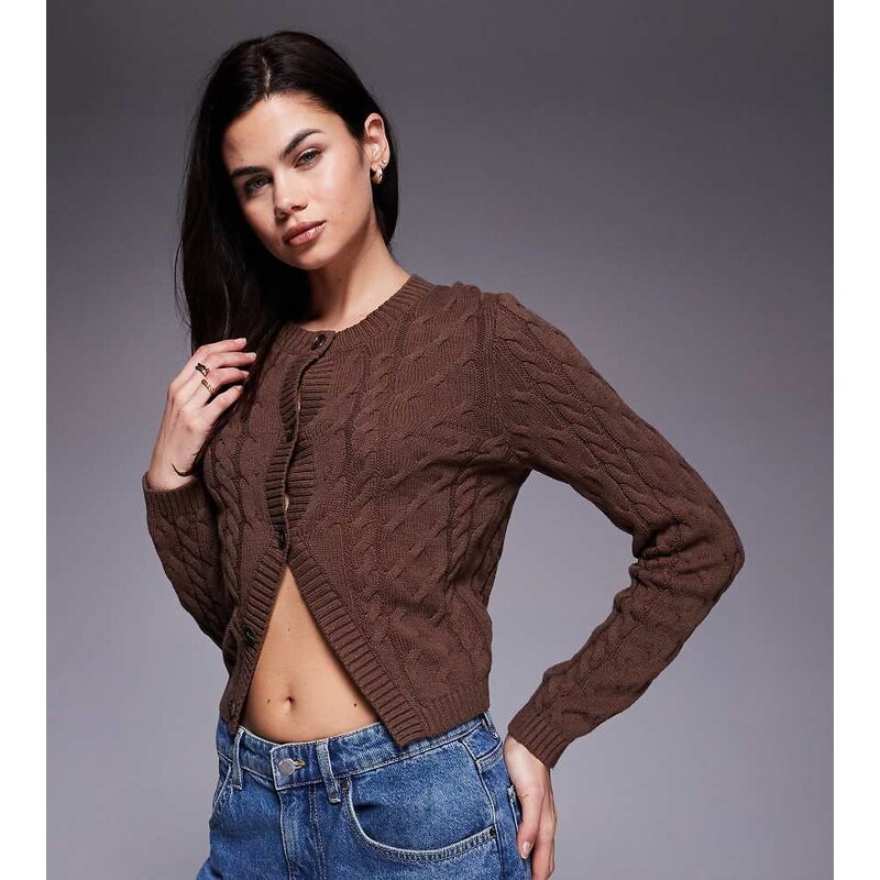 The Frolic exclusive cotton rich cable knit split front cardigan