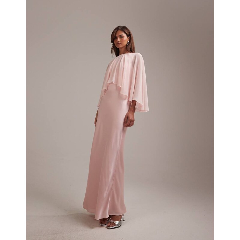 ASOS DESIGN bridesmaids sheer chiffon cape overlay with bias cut