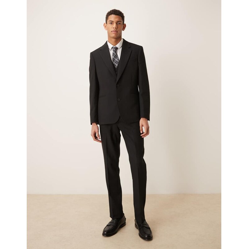 ASOS DESIGN slim suit trousers with wool in black