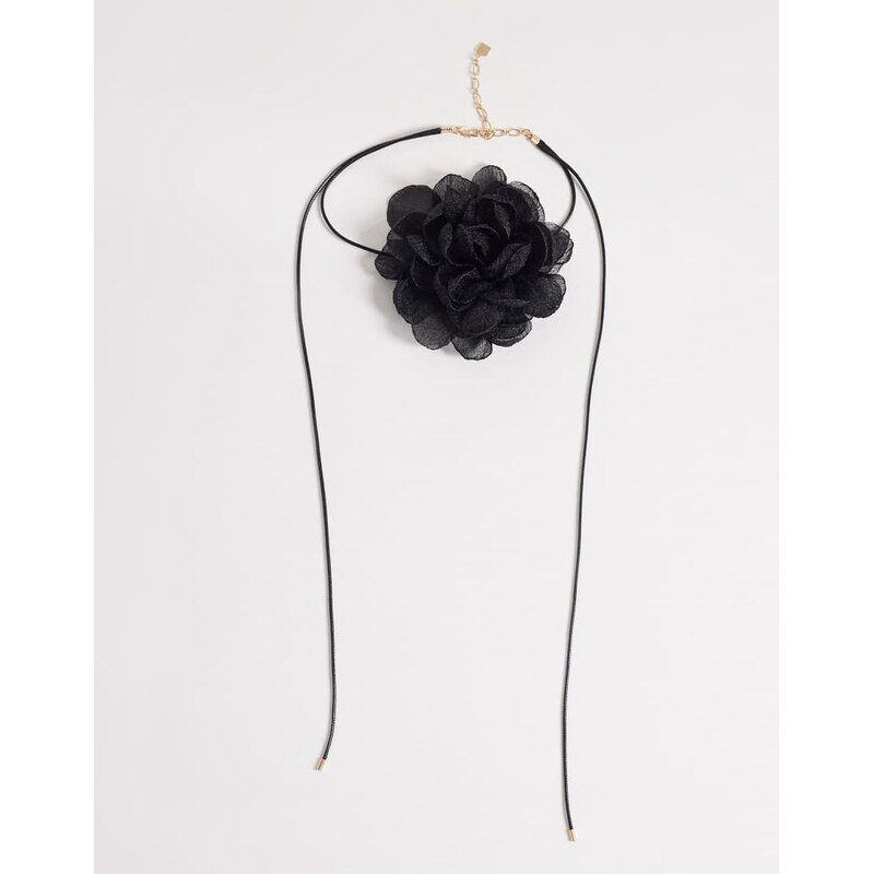 ASOS DESIGN flower corsage necklace in black 112818679