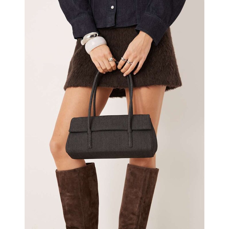 Mango denim bowling bag in dark blue 112818680