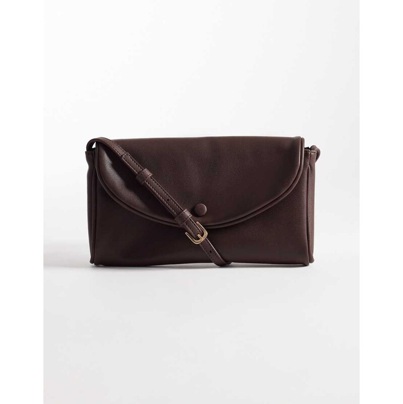 ASOS DESIGN envelope skinny shoulder bag in chocolate-Brown