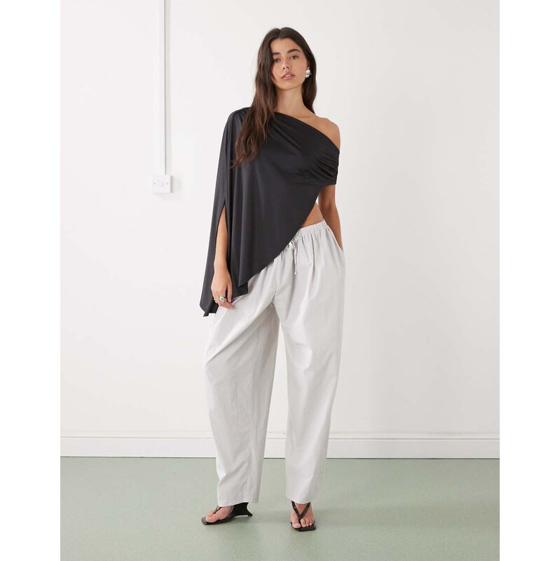 Lioness Aura pure cotton tie waist wide leg balloon trousers in