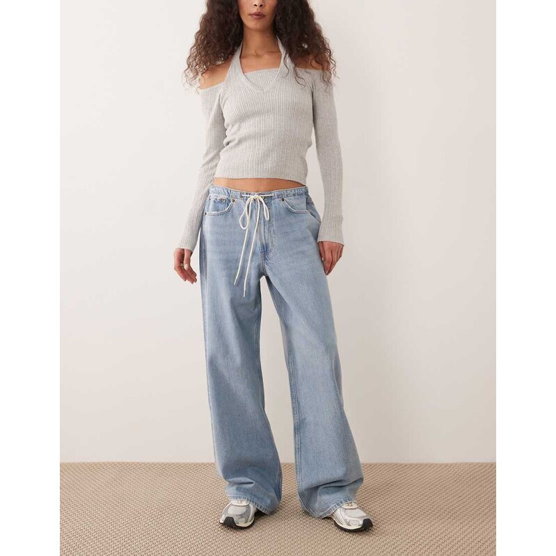 Abercrombie & Fitch baggy fit jean with drawstring waist detail in 115691727