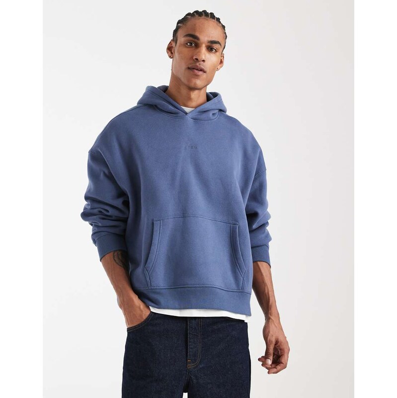 Hollister embedded logo hoodie in blue wash