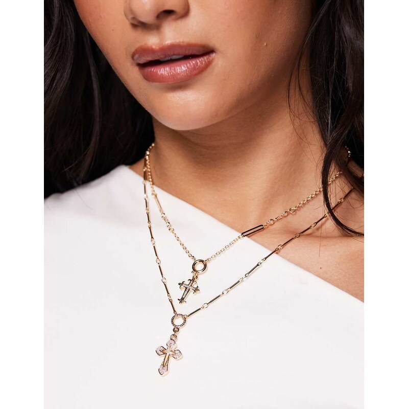 ALDO ravene cross layered necklace in gold 112818716