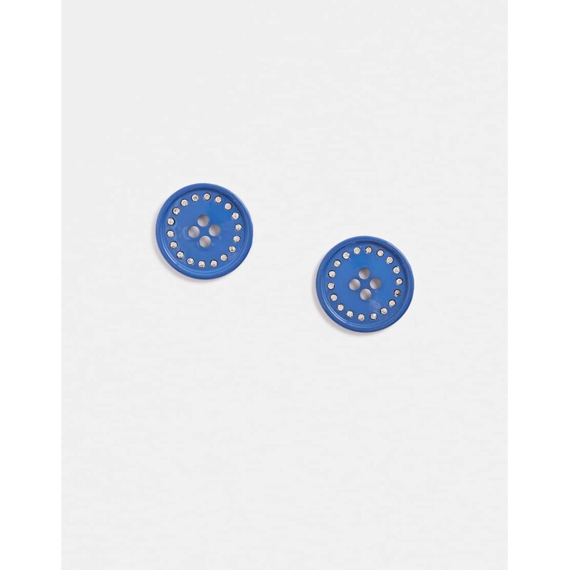 Reclaimed Vintage button earrings with crystal rhinestone detail