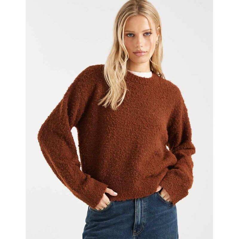 Miss Selfridge boucle slouchy jumper in rust-Orange 115521230