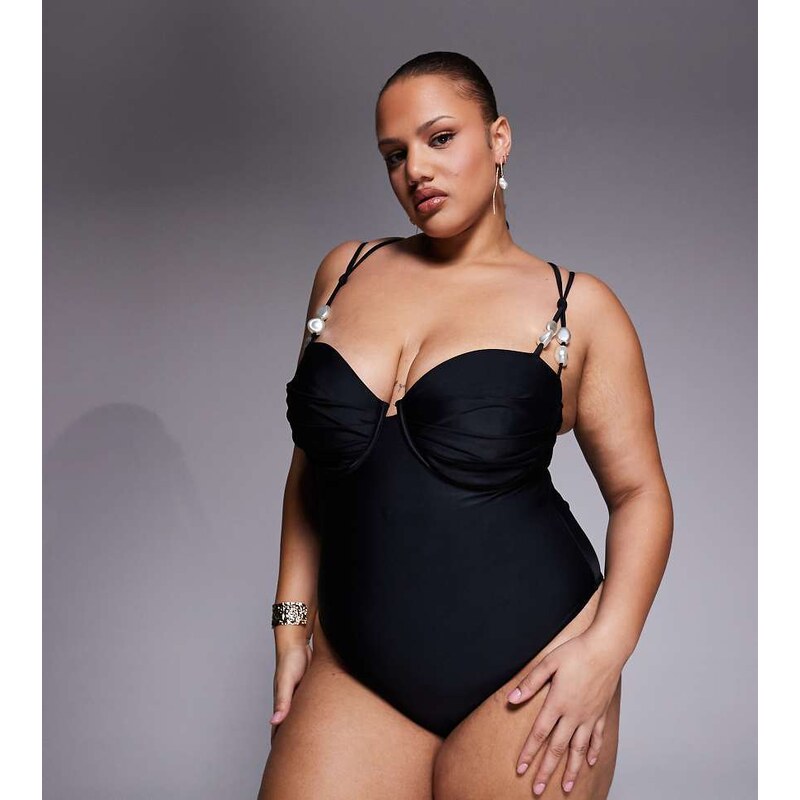 ASOS Curve ASOS DESIGN Curve Sadie pleat bust underwired balcony
