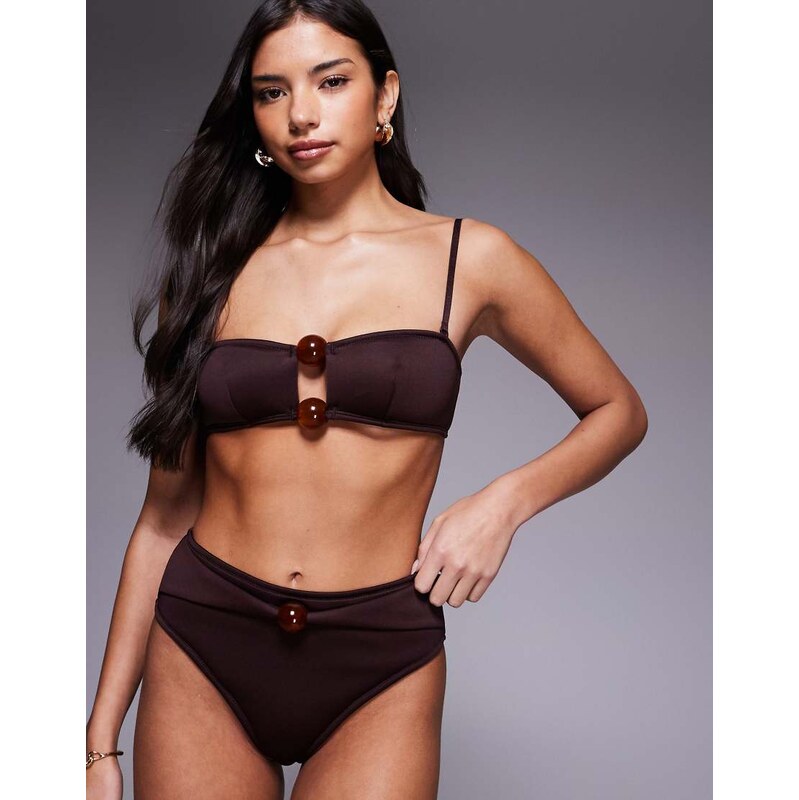 ASOS DESIGN Dora premium crop bikini top with jumbo bead in