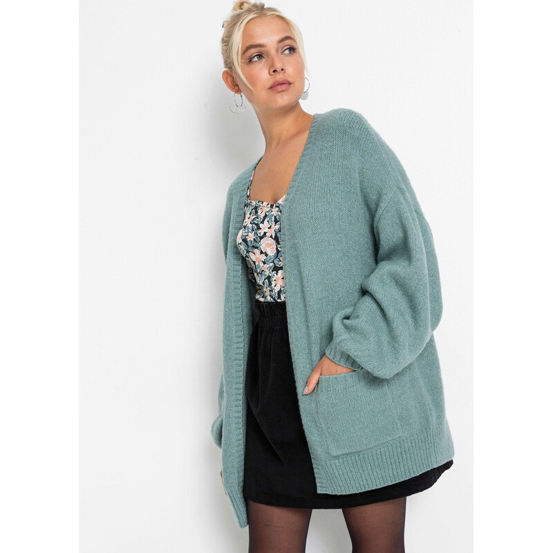 bonprix Pletený oversize kabátek zelená Žena