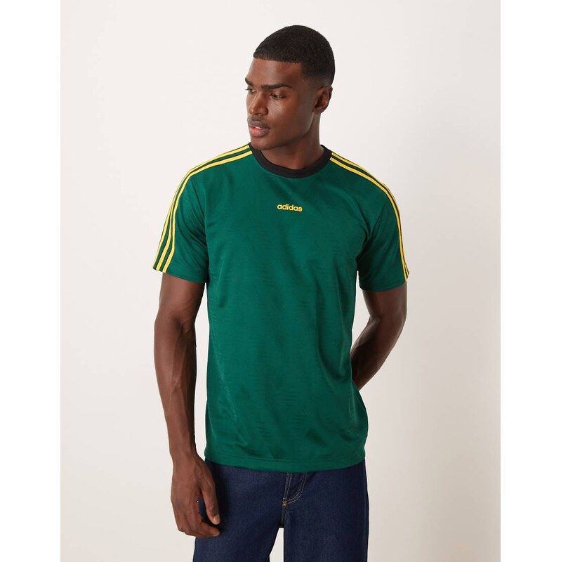 adidas Originals logo ringer t-shirt in green and yellow