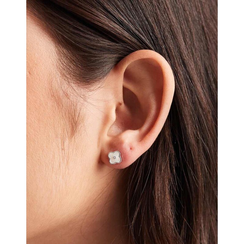 Accessorize clover pendant earrings in 925 sterling silver 113277421